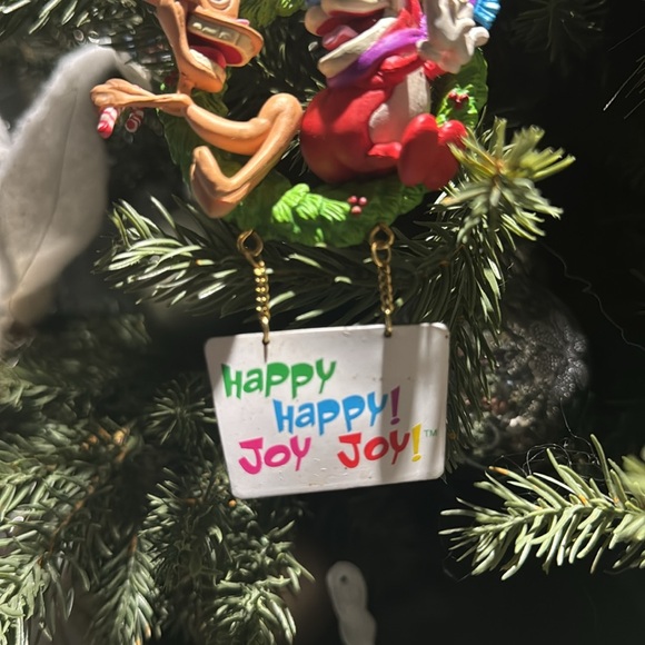 Ren & Stimpy Happy Happy Joy Joy Christmas decoration tree ornament 1996 vintage - Picture 2 of 5